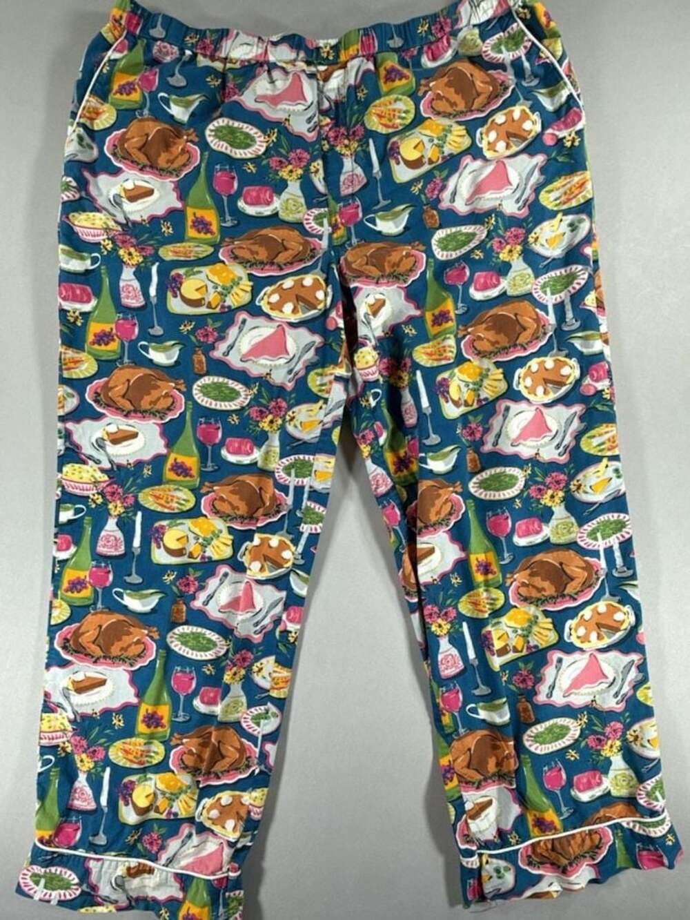 Printfresh x Anthropologie Festive Feast Thanksgiving Dinner Long Sleeve Pajama - Picture 10 of 16